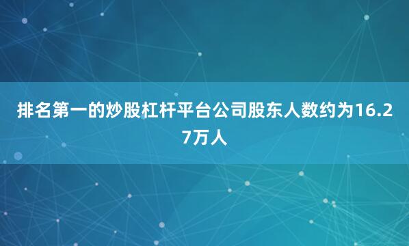 排名第一的炒股杠杆平台公司股东人数约为16.27万人